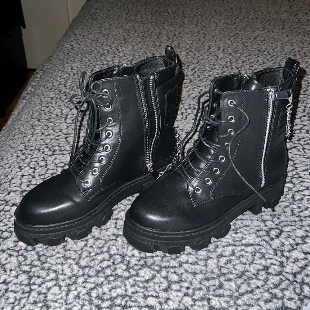 Black combat boots